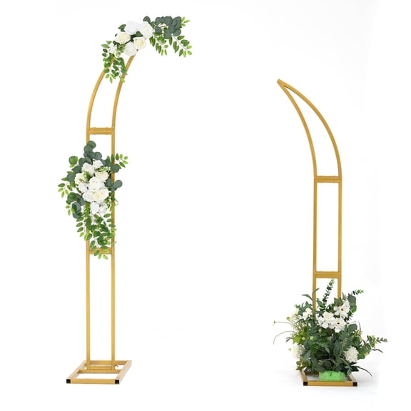 5.9ft, 6.9ft Metal Arbors, Curved, Half Moon, Rectangular Base, Wedding Arch Flower Balloon Rack