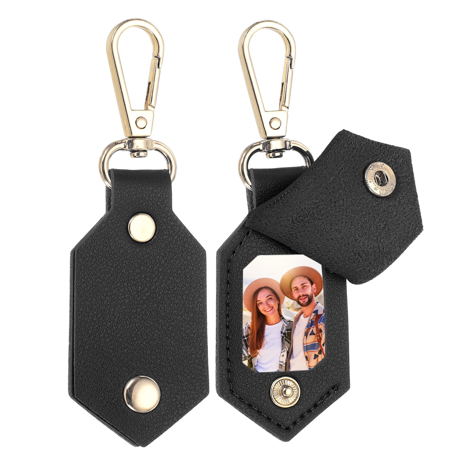 2pcs Custom Leather Photo Keychain Personalized Picture Key Chain ...