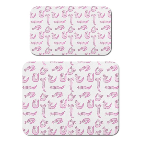 2pcs Cute Axolotl Coffee Bar Mats - Kawaii Cartoon Drying Mats for Coffee Lovers, 4-Layer Absorbent & Non-Slip Kitchen Counter Mat, Fantasy Creature Design, Multi-Purpose & Eco-Friendly