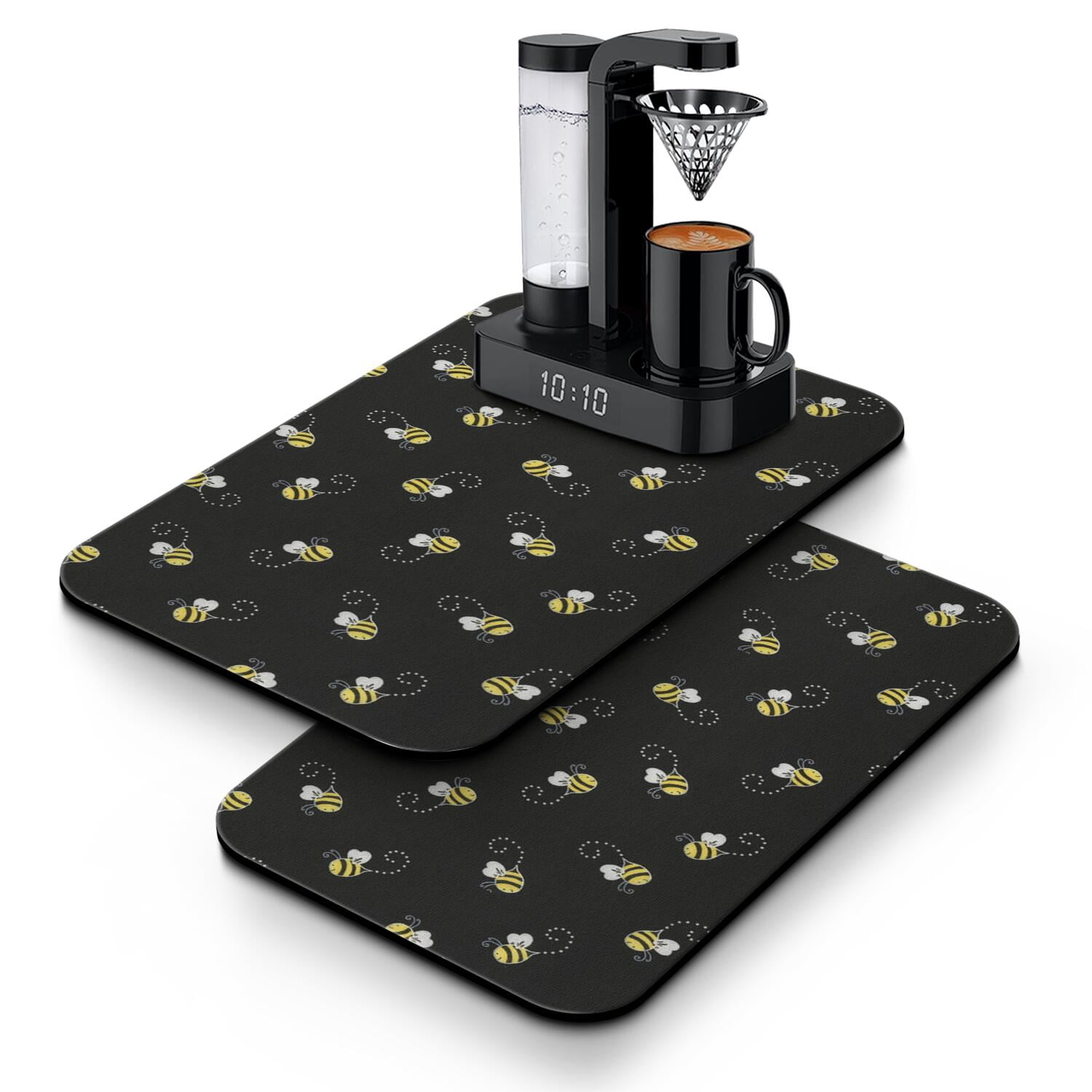 2pcs Cute Bee and Nature-Inspired Coffee Mats - Strong Water Absorption ...