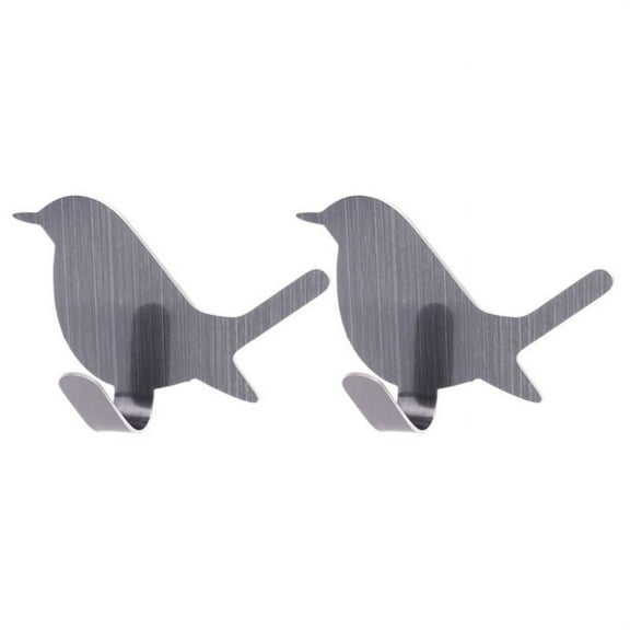 2pcs Cute Bird Shaped Decorative Stainless Steel Wall Door Clothes Coat Key Hanger Hook Rack Multi-Purpose Hooks