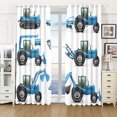 2pcs Cute Cartoon Car Truck Excavator Kids Boy Curtains Window