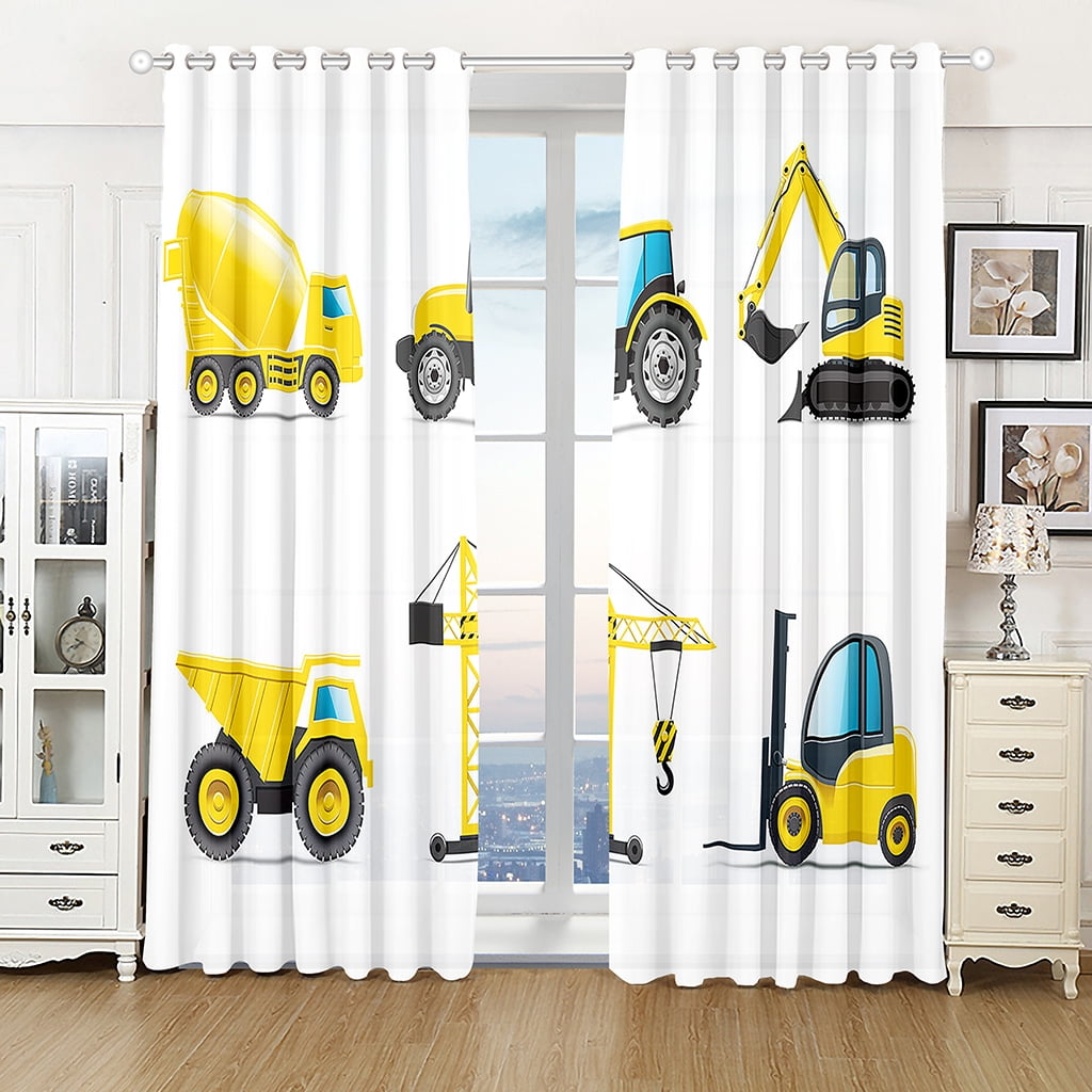 2pcs Cute Cartoon Toy Car Kids Boy Curtains Window Treatment for