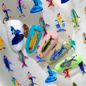 2pcs Cute Cartoon Underwater Fish Nail Art Stickers for Creative Nail Decoration