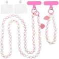 thumbnail image 1 of 2pcs Cute Cellphone Lanyard Phone Wrist Straps for Phonecase, Pink Rope Pearl Crossbody Phone Chain Neck Strap Universal Hand Wristlets with Tether Tabs for Phones Handbag Purse Keys, 1 of 6