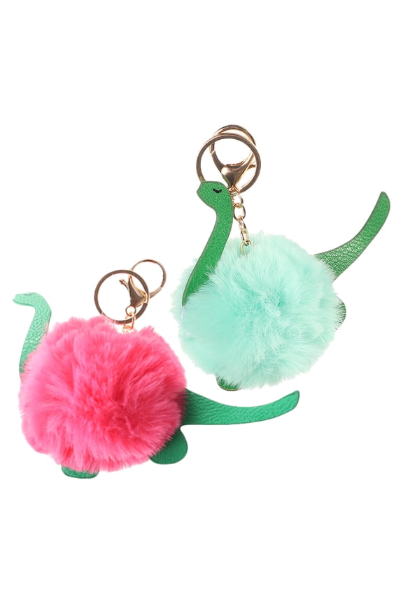 Pom Pom Keychain Bulk Plush 2Pcs Rose Red Car Attachment
