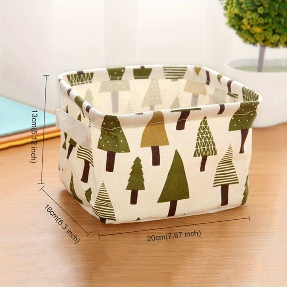 2pcs Cute Floral Print Waterproof Storage Box with Handles, Fabric Basket for Organizing Misc Items, Home Organization, Bins & Containers