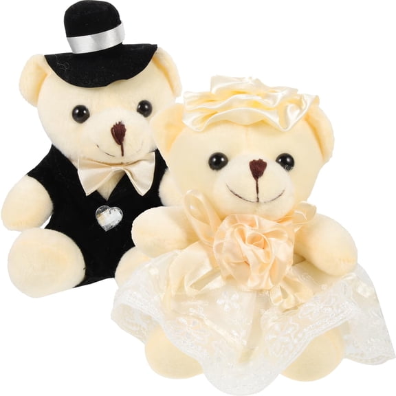 2pcs Cute Lovable animalbWedding Plush Bear over 3 Years Old size 15X13X8CM