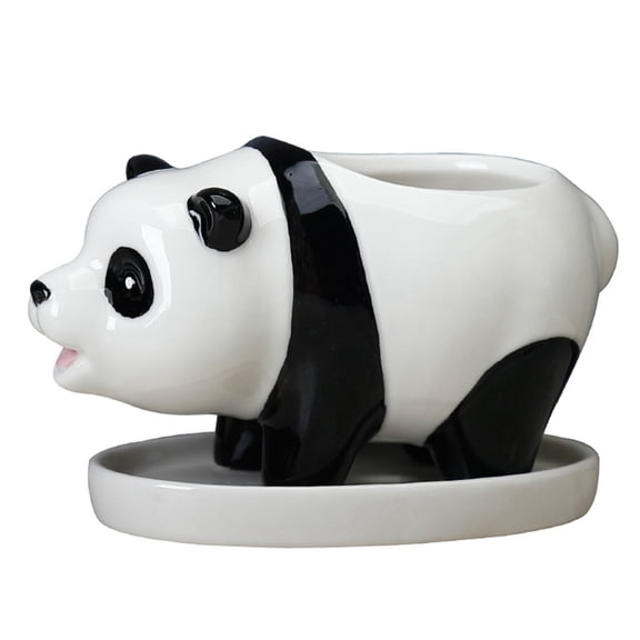 2pcs Cute Panda Succulent Planter Pots Ceramic Flower Cactus Holder for Indoor Plants White 145x78x86mm Inner Diameter: 50x65mm