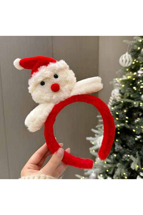 2pcs Cute Plush Reindeer Headband for Women Christmas Costume High Skull Top Antler Headband Gingerbread Man Autumn Winter Face Washing Headband Christmas Birthday Gift