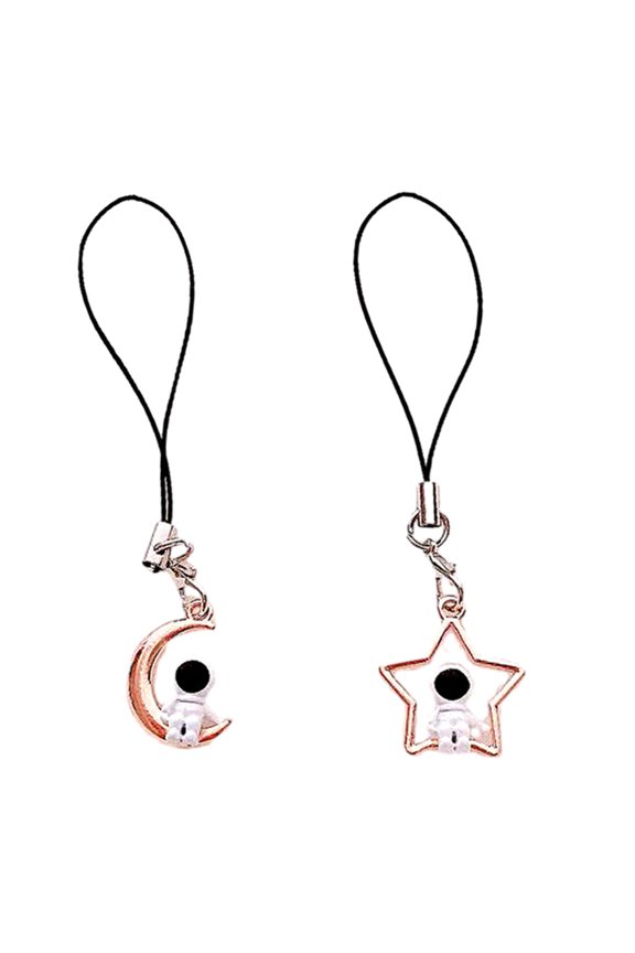 2pcs Cute Star Astronaut Keychain Space Themed Key Rings Pendant Accessory Whimsical Gift for Space Enthusiasts
