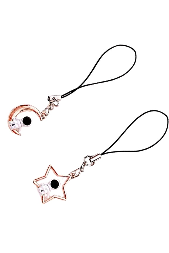 2pcs Cute Star Astronaut Keychain Space Themed Key Rings Pendant Accessory Whimsical Gift for Space Enthusiasts