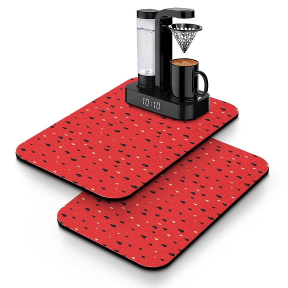 2pcs Cute Watermelon Non-Slip Kitchen Mat - 4-Layer Absorbent Countertop Protector for Coffee Machine, Summer Fruit Lovers Essential