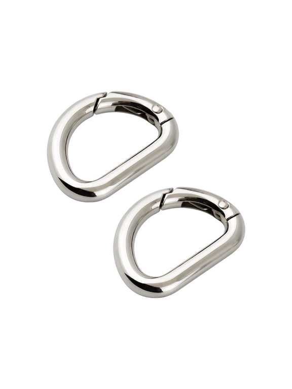 2pcs D Ring Spring Key Hooks, Metal Spring D Ring Fasteners Keyring Buckle Clamps for Belt Backpack Handbag Purse Strap(Silver)