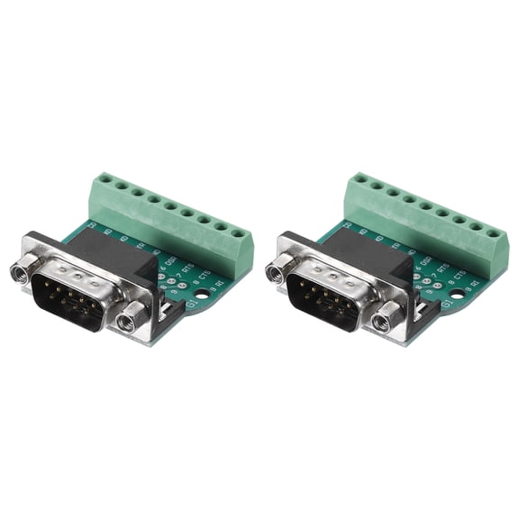 2pcs D-sub DB9 Connector Breakout Board 9 Pin 2 Row Male RS232 Serial Port Terminal Adapter with Positioning Nuts