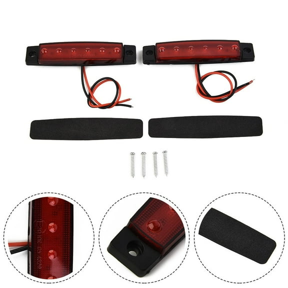 2pcs DC 12V 6 LED Red Sealed Trailer Truck RV Stop Tail Rear Brake Turn Light Bar