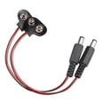 thumbnail image 1 of 2pcs DC 9V Battery Clip T type Soft Buckle w DC Connector  Wire 15cm Long, 1 of 4
