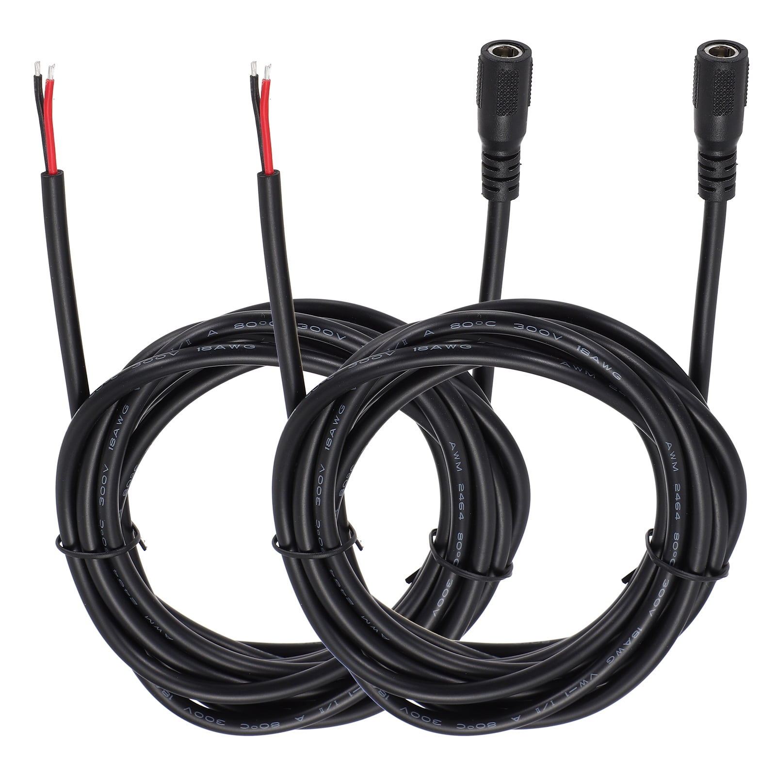 2pcs DC Power Pigtails Cable, 5.5mm x 2.1mm Female Barrel Plug Connector to Bare Wire Open End 300cm for PC Laptop Toys Cellphone Electronic Devices