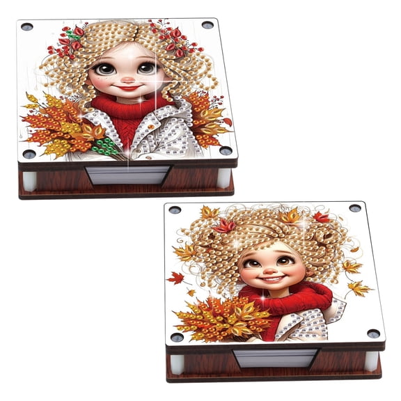 2pcs DIY Diamond Painting Sticky Note Holder Kit Wheat Sheaves Lady Theme with Unique Diamond Style Essential for Craft EnthusiastsThe Perfect Gift Choice