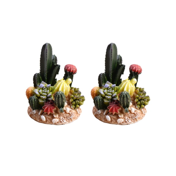 KAKOWELY Cactus Resin Ornaments Multi 2Pcs 1.97x2.76x0.79In