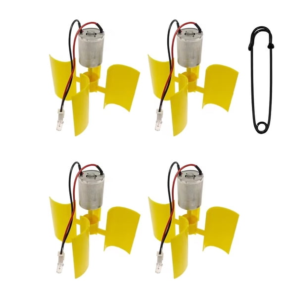 2pcs DIY Wind Turbine Generator Kit - Lemon Yellow 4-Blade Micro Vertical Motors for Educational Projects & Renewable Energy