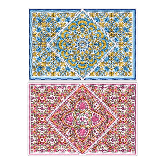 2pcs DIY diamond painting kit placemats, floral rectangular non-slip table mats, modern kitchen table decorative craft supplies