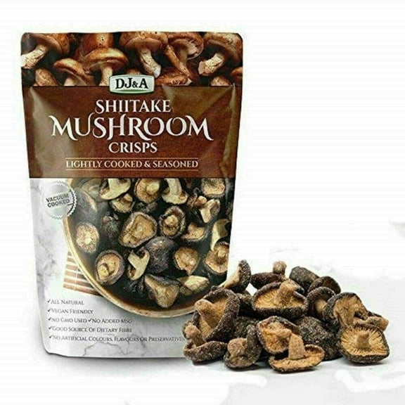 DJ&A Lightly Cooked & Seasoned Shiitake Mushroom Vegetable Crisps, 2 Packs, 10.58 Oz