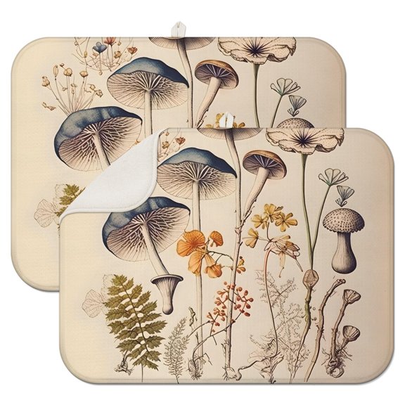 2pcs Dark Academia Gothic Witchy Dish Drying Mat 3-Layer Thick Absorbent Microfiber Countertop Pad