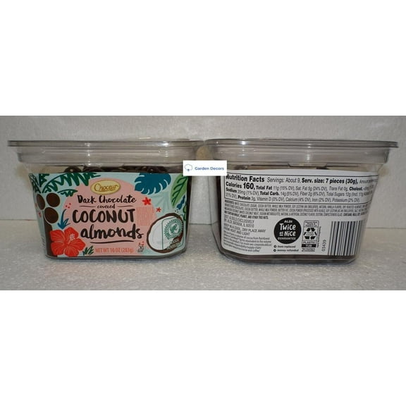 2pcs Dark Chocolate Covered Coconut Almonds 10oz 283g