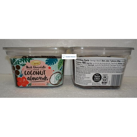 2pcs Dark Chocolate Covered Coconut Almonds 10oz 283g