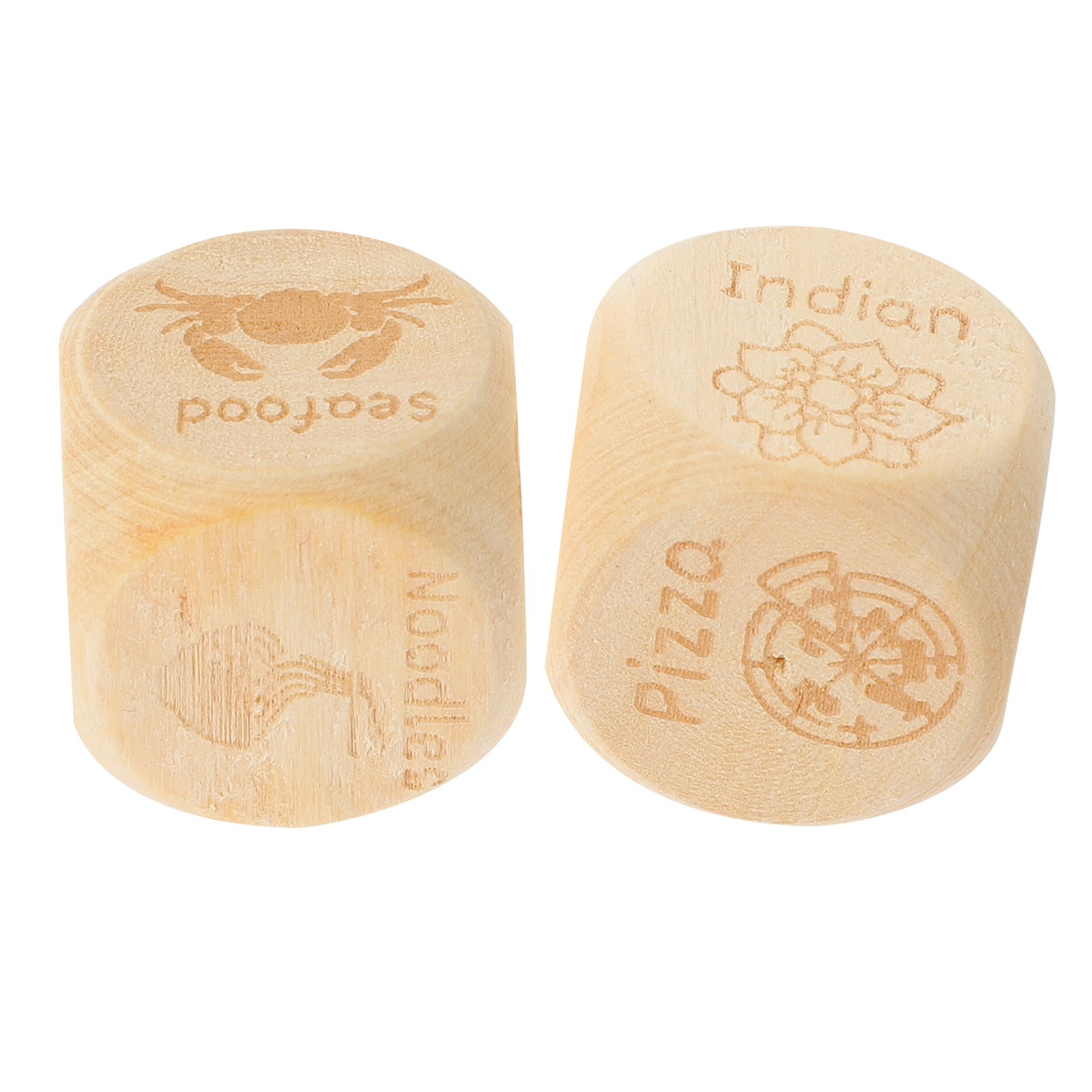 2pcs Date Food Decision Dice Wooden Food Decision Dices Dinner Decision