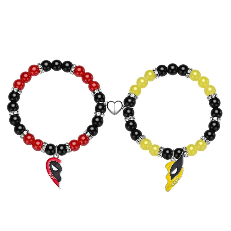 2pcs Deadpool and Wolverine Bracelet,BBF Best Friend Bracelet Set