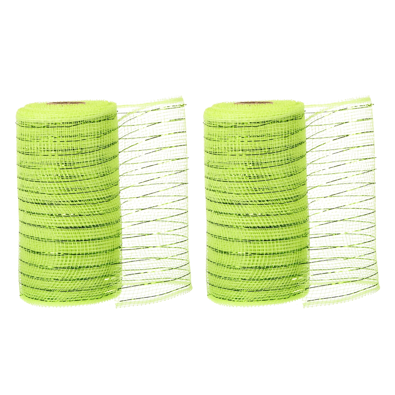 2pcs Decorative Mesh, 5.9in x 10 Yard Mesh Ribbon Roll Foil Metallic for Christmas Tree Decoration, Green