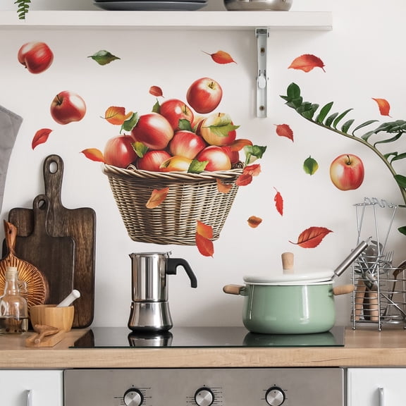 2pcs Decorative Painted Apple Wall Stickers for Kitchen & Restaurant Home Dcor