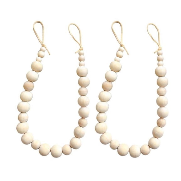 2pcs Decorative Wood Bead Curtain Tiebacks Drapery Holder Window Draperies Rope Ties Window Treatment Holdbacks (20.5 Inches