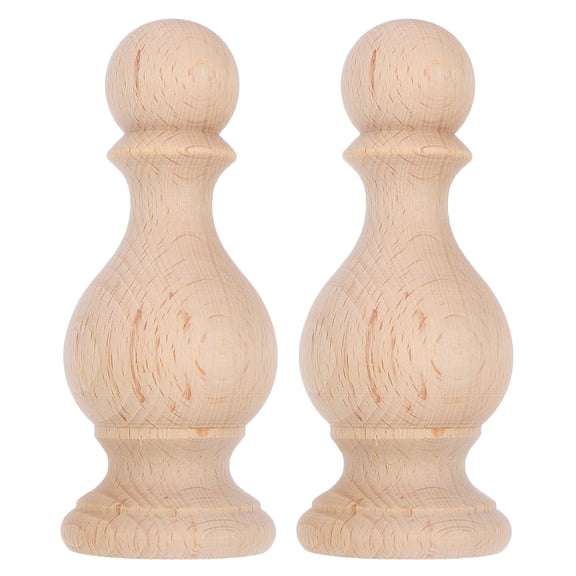 DEEPCRAFF 2Pcs Solid Wood Finials for Home Decor Unfinished Bed Post Caps with Handcrafted Carvings