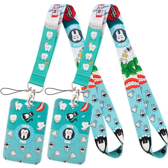 2pcs Dentist Id Badge Holder with Lanyard, Breakaway Lanyard for Name Badge Holder for Nurse Doctor Student Office