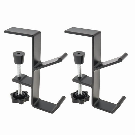 2pcs Desk Mount Bag Rack Hook Clip, Student Desk Hook with Adjustable Arm Clip, Headphone Holder Backpack Hook,1set * headphone hook for desk,Grey