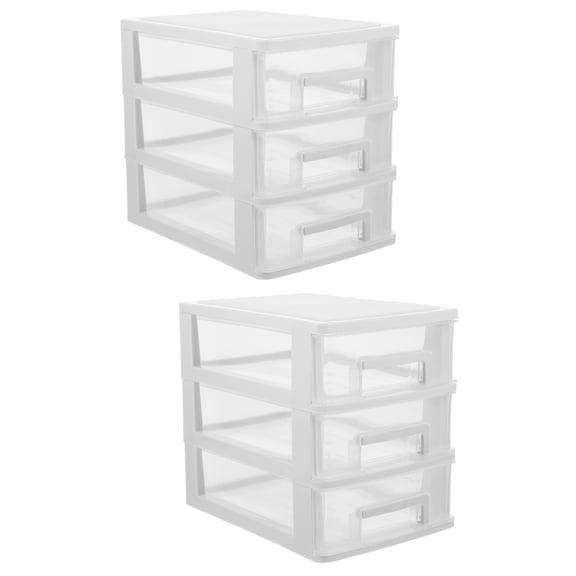 2pcs Desktop Drawer Organizer Multi-Layer Chest Box Small Plastic Office Storage Box Cosmetic Holder