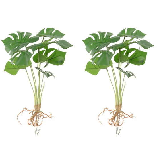 FENGGUIQU 2Pcs Vivid Plastic Artificial Monstera Plant for Homeowners Office Workers