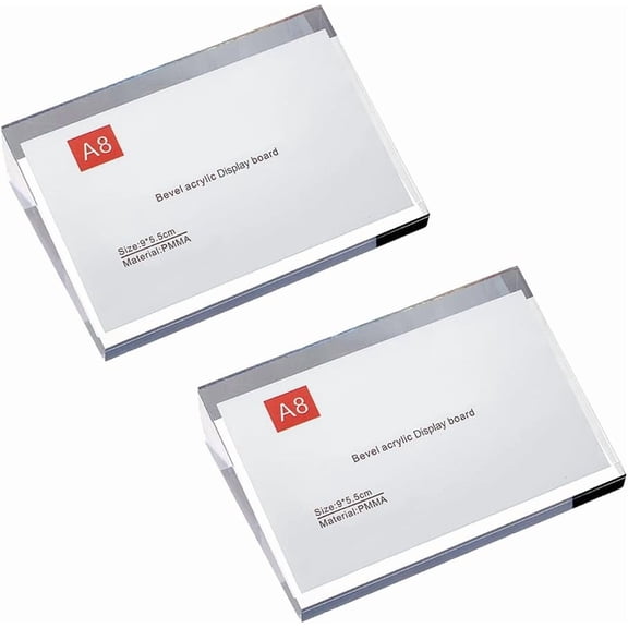 2pcs Desktop Rectangle Acrylic Name Card Holder Business Card Holder Clear 6.05x8.95x0.75-2.2cm