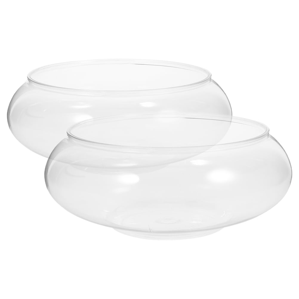 2pcs Small Transparent Round Fish Bowl Desktop Aquarium Tank