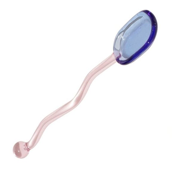 2pcs Dessert Spoons,Creative Colorful Glass Sugar Spoon Tea Spoon,Stir Bar Spoon Stirring Spoon for Ice Cream,Cake,Desserts Kitchen Tableware