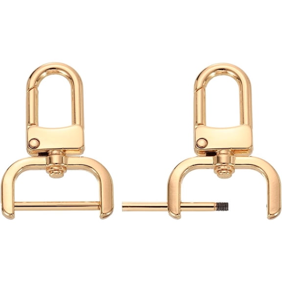 2pcs Detachable Snap Hook Swivel Clasp w/Screw Bar Bag Strap Hardware Replacement,D Ring Detachable Snap Hook with Screw Bar, Swivel Lobster Claw Clasps (1 Inch, Gold)