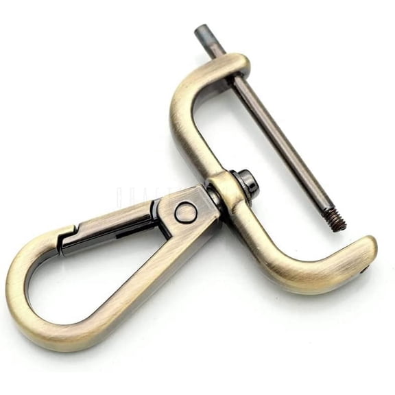 CRAFTME STUDIO Brushed Brass 1-1/2" Detachable Swivel Snap Hook Clasp (2pcs) – Screw Bar Strap Clip for Bags & DIY Hardware (VT493)
