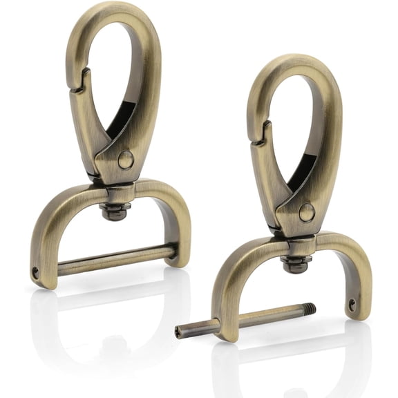 CRAFTME STUDIO Brushed Brass 1-1/2" Detachable Swivel Snap Hook Clasp (2pcs) with Screw Bar – Bag Strap Replacement Hardware (VT501)