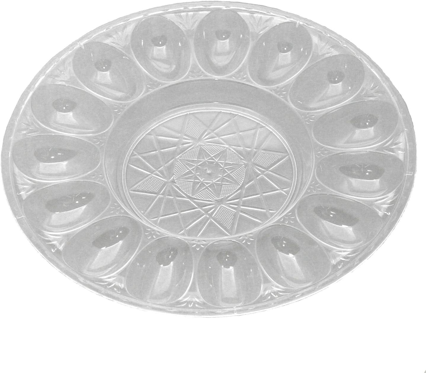 2pcs Deviled  Clear Plastic Crystal Cut Platter - Set of 2