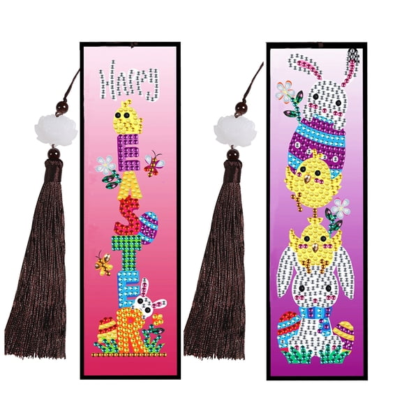 2pcs Diamond Art Painting Kit Bookmark, Chick Exquisite Universal DIY Bookmark, Lightweight and Durable, Suitable for Reading Lovers