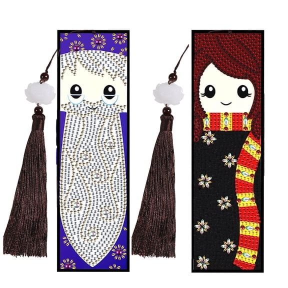 2pcs Diamond Art Painting Kit Bookmark, Digital Symbol Universal DIY Bookmark, Lightweight and Durable, Suitable for Reading Lovers