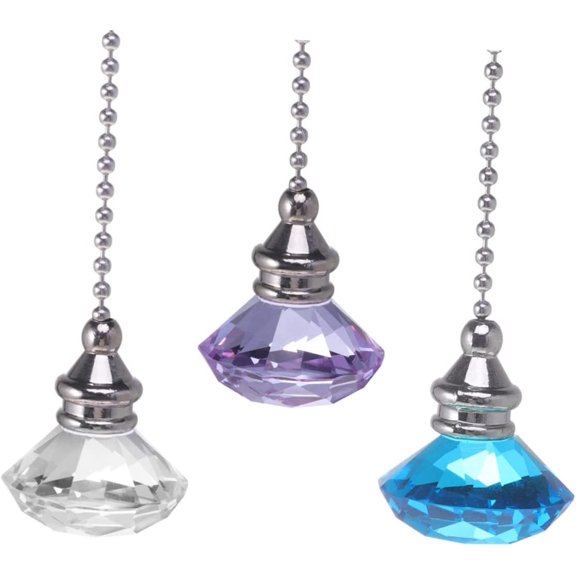2pcs Diamond Decor Delicate Switch Ceiling Chain Pull for Christmas Pendant Lake Tree Lamp Chandelier Hanging Blue Fan Crystal
